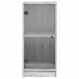 Berkfield Home Side Cabinet with Glass Doors Grey Sonoma 35x37x75.5 cm - thumbnail 6