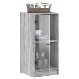 Berkfield Home Side Cabinet with Glass Doors Grey Sonoma 35x37x75.5 cm - thumbnail 5