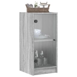 Berkfield Home Side Cabinet with Glass Doors Grey Sonoma 35x37x75.5 cm - thumbnail 4