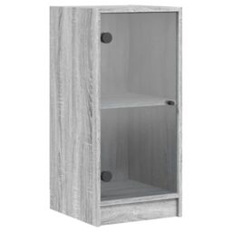 Berkfield Home Side Cabinet with Glass Doors Grey Sonoma 35x37x75.5 cm - thumbnail 2