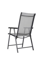 Garden Sanctuary Set of 7 Metal Slatted Outdoor Garden Coffee Table & Chairs Set in Black - thumbnail 4