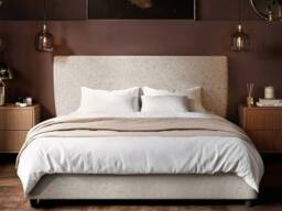 Solace+Co Luciana Upholstered Platform Bed Cream Chenille - Size: Double - thumbnail 2