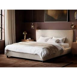Solace+Co Luciana Upholstered Platform Bed Cream Chenille - Size: Double