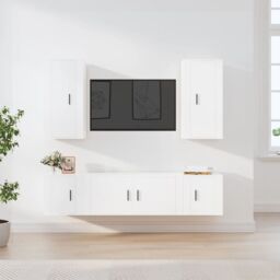 Berkfield Home 5 Piece TV Cabinet Set White Engineered Wood - thumbnail 1