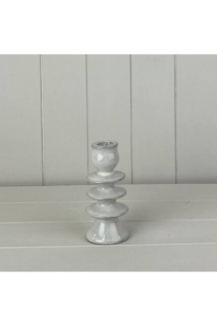KDMD Grey Cosy Glazed Ceramic Candle Holder with Textured Detail - 14mm - image 1