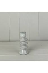 KDMD Grey Cosy Glazed Ceramic Candle Holder with Textured Detail - 14mm