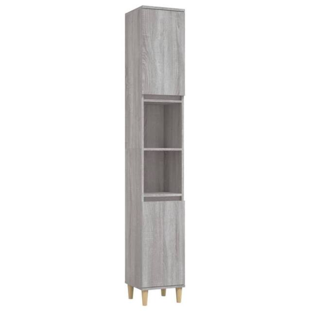 Berkfield Home Bathroom Cabinet Grey Sonoma 30x30x190 cm Engineered Wood - Size: 30 x 30 x 190 cm - image 1