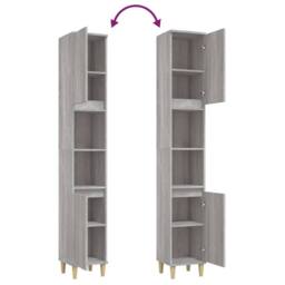Berkfield Home Bathroom Cabinet Grey Sonoma 30x30x190 cm Engineered Wood - Size: 30 x 30 x 190 cm - thumbnail 9