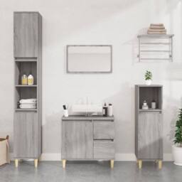 Berkfield Home Bathroom Cabinet Grey Sonoma 30x30x190 cm Engineered Wood - Size: 30 x 30 x 190 cm - thumbnail 2