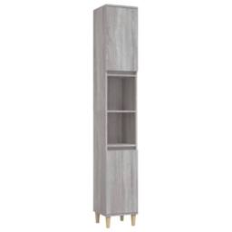Berkfield Home Bathroom Cabinet Grey Sonoma 30x30x190 cm Engineered Wood - Size: 30 x 30 x 190 cm