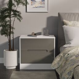 Ready Assembled 2 U Bristol 2 Drawer Side Table (Ready Assembled) in Light Grey