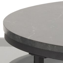 Furniture To Go Spiro Round/Oval Coffee Table Set with Black Marble/Smoked Melamine Glass Top - thumbnail 5