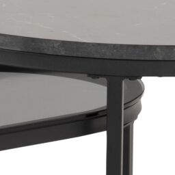 Furniture To Go Spiro Round/Oval Coffee Table Set with Black Marble/Smoked Melamine Glass Top - thumbnail 6