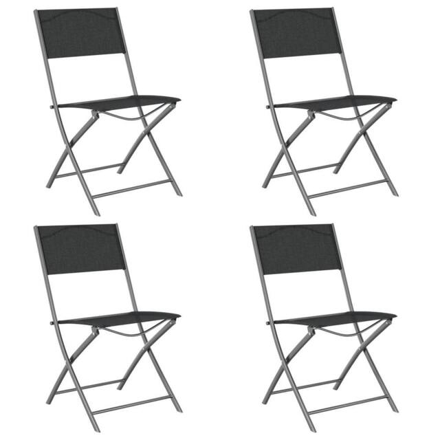Berkfield Home Folding Outdoor Chairs 4 pcs Black Steel & Textilene - image 1