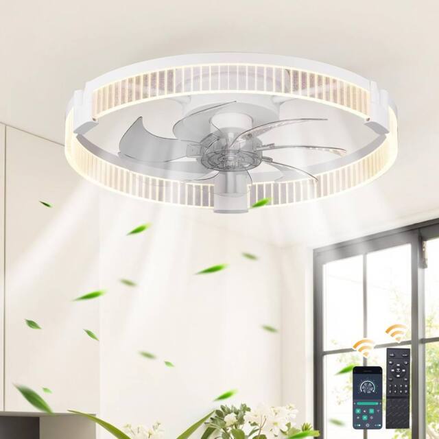 Garwarm LED Dimmable Ceiling Fans with Light & Remote in White - image 1