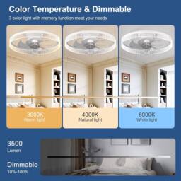 Garwarm LED Dimmable Ceiling Fans with Light & Remote in White - thumbnail 4