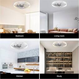 Garwarm LED Dimmable Ceiling Fans with Light & Remote in White - thumbnail 9