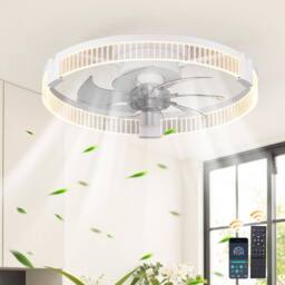 Garwarm LED Dimmable Ceiling Fans with Light & Remote in White - thumbnail 1