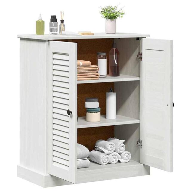 Berkfield Home Stylish Bathroom Cabinet with Storage White Solid pine wood - image 1