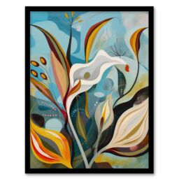 "Artery8 Abstract Lily Flowers in Bloom Colourful Spring Framed Art Print - Size: W12"" x H16""" - thumbnail 1