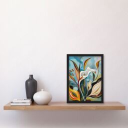 "Artery8 Abstract Lily Flowers in Bloom Colourful Spring Framed Art Print - Size: W12"" x H16""" - thumbnail 4