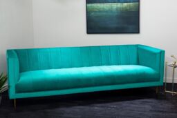 Orsina 3 Seat Pink Sofa, Plush Pink Velvet Upholstered Settee Sofa, Classic Style Sofa Couch For Outdoor Patio in Green - thumbnail 2