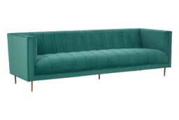 Orsina 3 Seat Pink Sofa, Plush Pink Velvet Upholstered Settee Sofa, Classic Style Sofa Couch For Outdoor Patio in Green - thumbnail 6