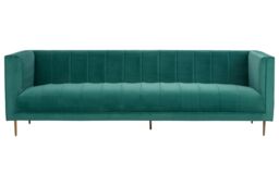 Orsina 3 Seat Pink Sofa, Plush Pink Velvet Upholstered Settee Sofa, Classic Style Sofa Couch For Outdoor Patio in Green - thumbnail 3