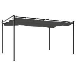 Berkfield Home Pergola with Retractable Roof Anthracite 395x292x230 cm in Black - Size: 395 x 292 x 230 cm - thumbnail 5