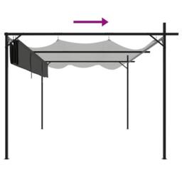 Berkfield Home Pergola with Retractable Roof Anthracite 395x292x230 cm in Black - Size: 395 x 292 x 230 cm - thumbnail 6
