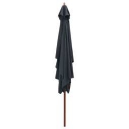 Berkfield Home Outdoor Parasol with Wooden Pole 200x300 cm Anthracite in Black - thumbnail 3