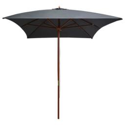 Berkfield Home Outdoor Parasol with Wooden Pole 200x300 cm Anthracite in Black - thumbnail 2