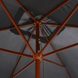 Berkfield Home Outdoor Parasol with Wooden Pole 200x300 cm Anthracite in Black - thumbnail 6