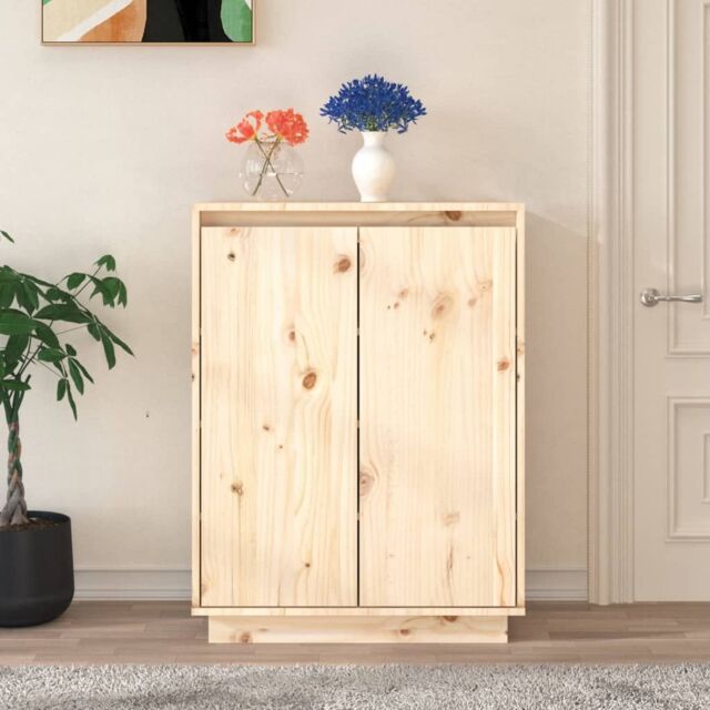 Berkfield Home Shoe Cabinet 60x35x80 cm Solid Wood Pine in Brown - Size: 60 x 35 x 80 cm - image 1