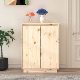 Berkfield Home Shoe Cabinet 60x35x80 cm Solid Wood Pine in Brown - Size: 60 x 35 x 80 cm - thumbnail 1