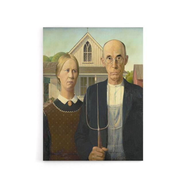 "Artery8 Grant Wood American Gothic Canvas Wall Art Print - Size: W18"" x H24""" - image 1