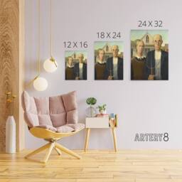 "Artery8 Grant Wood American Gothic Canvas Wall Art Print - Size: W18"" x H24""" - thumbnail 4