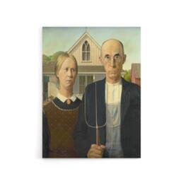 "Artery8 Grant Wood American Gothic Canvas Wall Art Print - Size: W18"" x H24""" - thumbnail 1