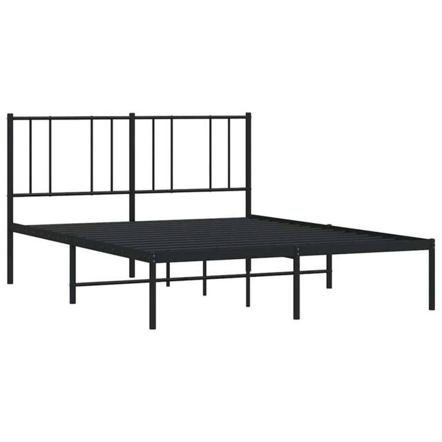 Berkfield Home Metal Bed Frame with Headboard Black 140x190 cm - image 1