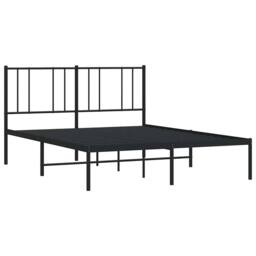 Berkfield Home Metal Bed Frame with Headboard Black 140x190 cm - thumbnail 1