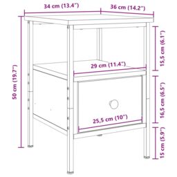 Berkfield Home Bedside Cabinets 2 pcs Black Oak 34x36x50 cm Engineered Wood - Size: 34 x 36 x 50 cm - thumbnail 7