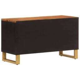 Berkfield Home TV Cabinet Brown & Black 80x31.5x46 cm Solid Wood Mango - thumbnail 6