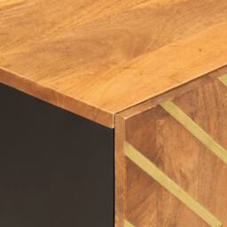 Berkfield Home TV Cabinet Brown & Black 80x31.5x46 cm Solid Wood Mango - thumbnail 8