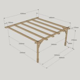 Rutland County Garden Furniture Ltd Wall Mounted Premium Pergola, Wood, L180 x W420 x H270cm, Rustic Brown - thumbnail 6