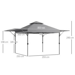 OUTSUNNY 3 x 3(m) Pop Up Gazebo, Instant Shelter with Extend Dual Awning in Grey - thumbnail 3