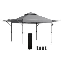 OUTSUNNY 3 x 3(m) Pop Up Gazebo, Instant Shelter with Extend Dual Awning in Grey - thumbnail 2