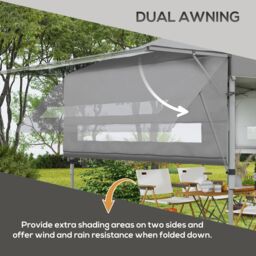 OUTSUNNY 3 x 3(m) Pop Up Gazebo, Instant Shelter with Extend Dual Awning in Grey - thumbnail 4