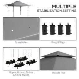 OUTSUNNY 3 x 3(m) Pop Up Gazebo, Instant Shelter with Extend Dual Awning in Grey - thumbnail 5