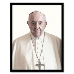 Artery8 Pope Francis Supreme Pontiff Photograph Portrait Framed Wall Art Print in White - Size: A4 - thumbnail 1