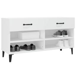 Berkfield Home Shoe Cabinet White 102x35x55 cm Engineered Wood - Size: 102 x 35 x 55 cm - thumbnail 4